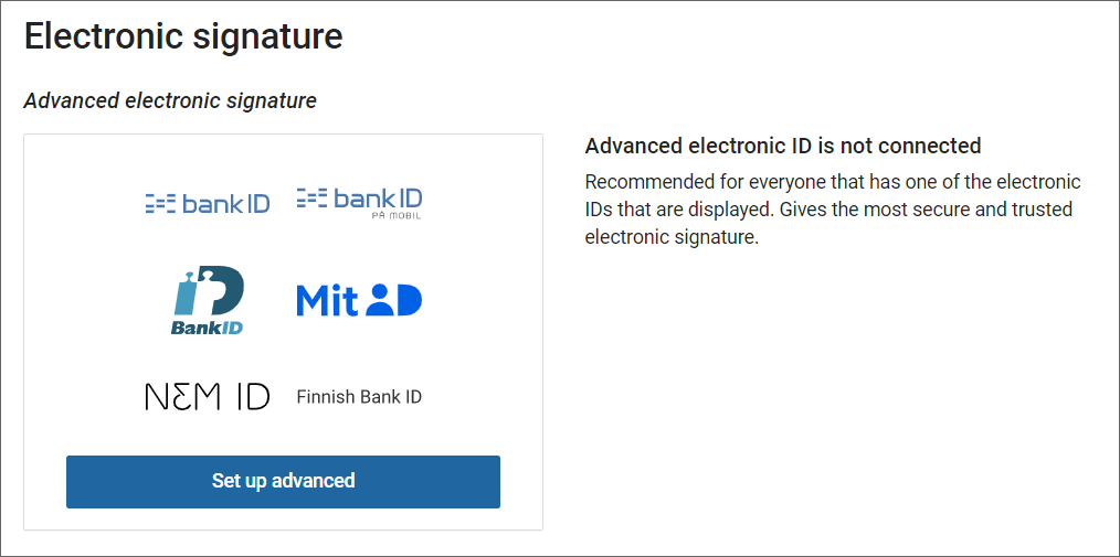 Set up Advanced electronic signature Admincontrol Help Centre