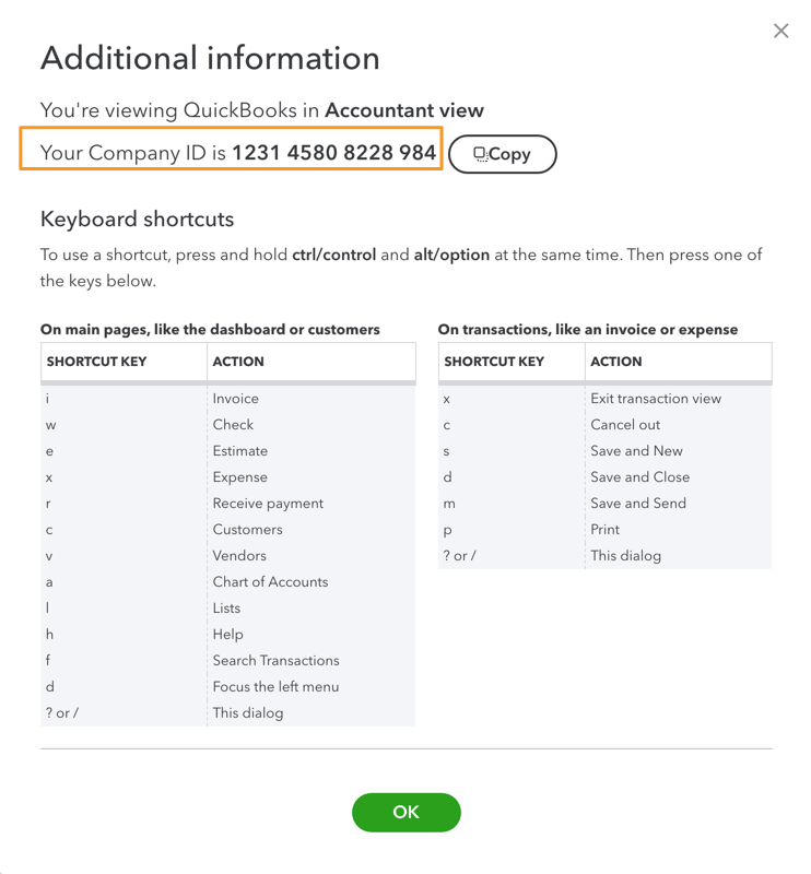 How do I find my QuickBooks Online Company ID? Aero Knowledge Base