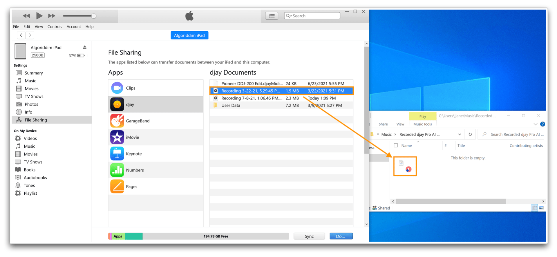 How do I record and export my mixes on djay Pro AI for iOS