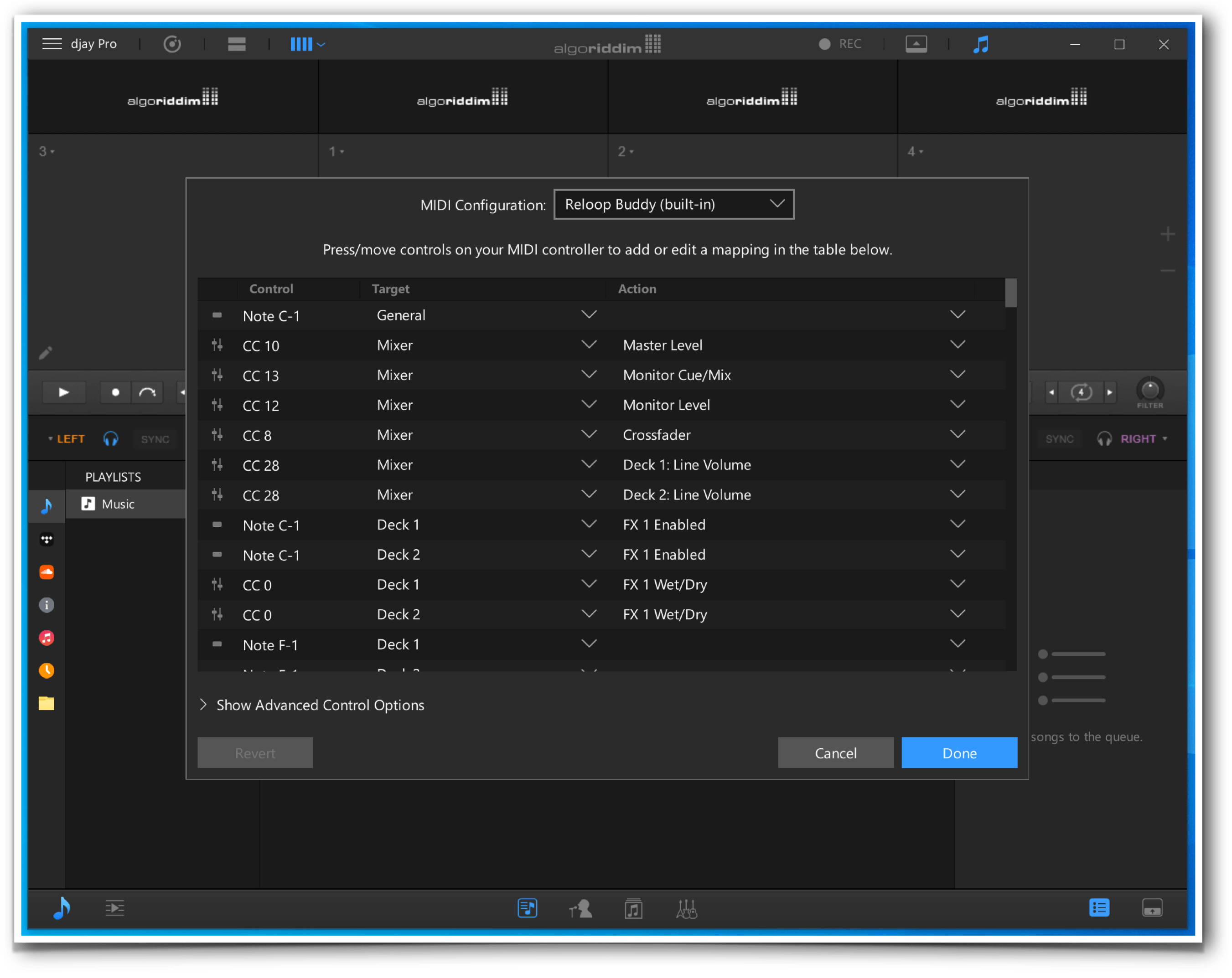 How do I configure a MIDI controller using MIDI Learn on djay Pro for