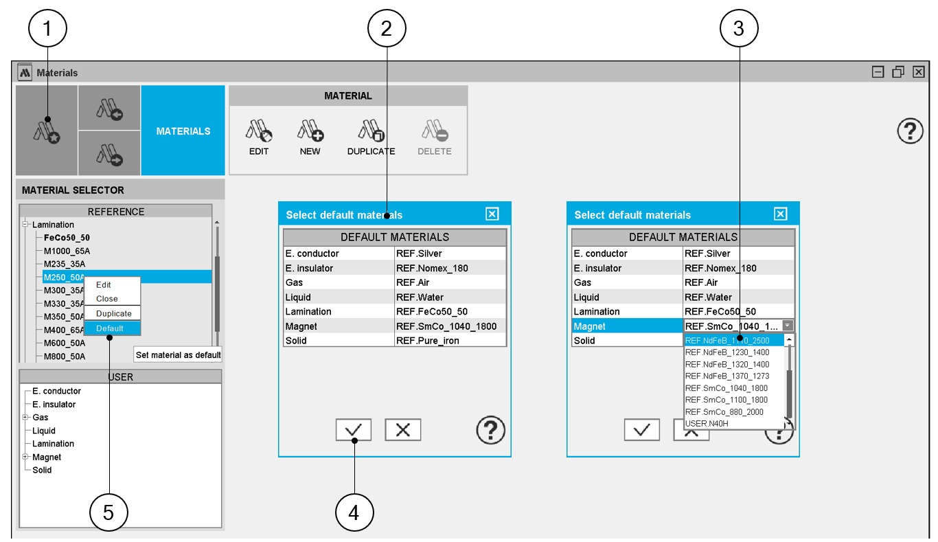 Define default materials