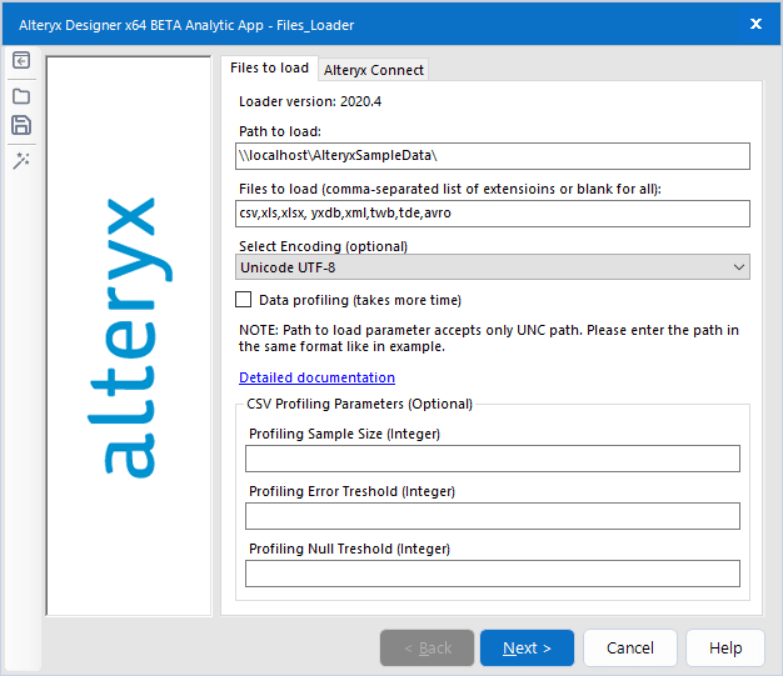 Load Metadata from a File System Alteryx Help