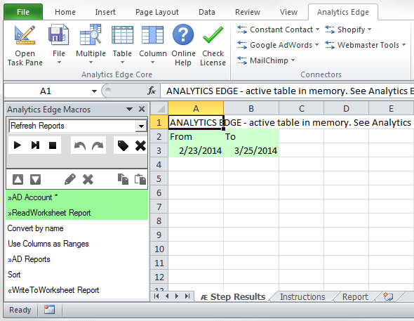 Using Worksheet Values to Determine Reporting Period | Analytics Edge Help