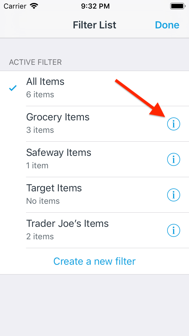 How do I edit a filter to modify which items it shows? AnyList Help