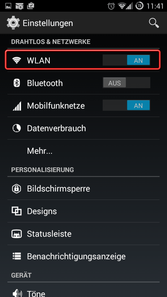 WLAN Android • Hilfe und Dokumentation Help Architektur