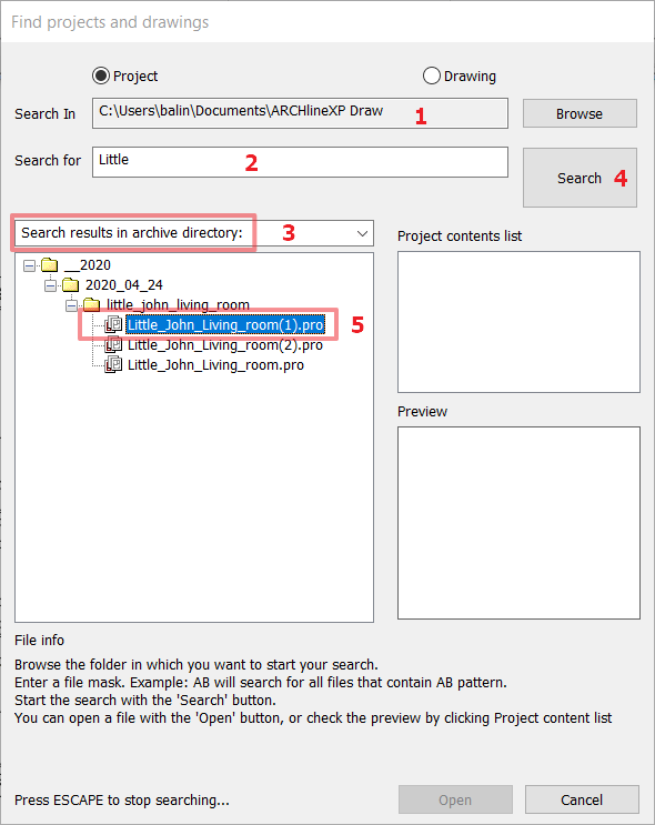 Drawing Recovery Manager ARCHLine.XP
