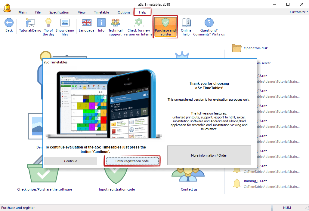 How to register the software? aSc Timetables