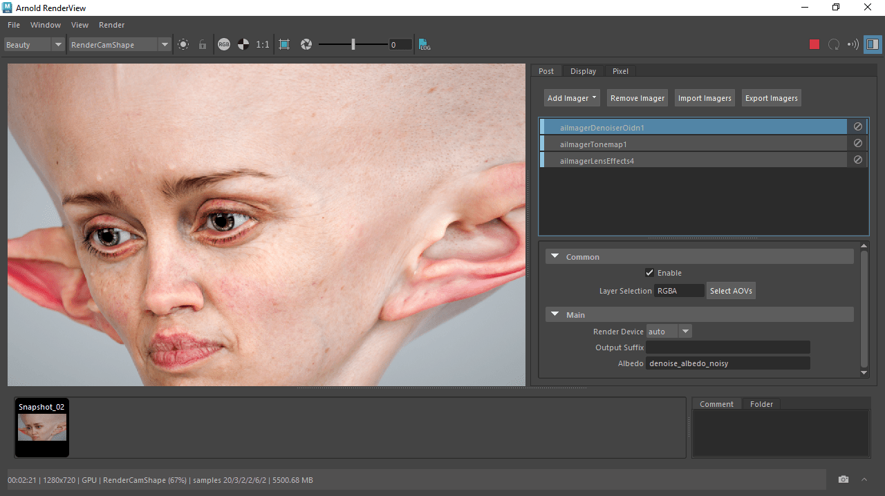 Arnold RenderView Window