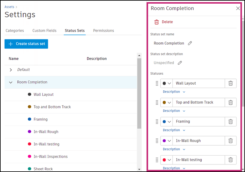 Configure Custom Fields and Status Sets