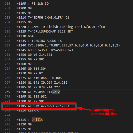 Posting fails with "Error Radius compensation cannot be changed at