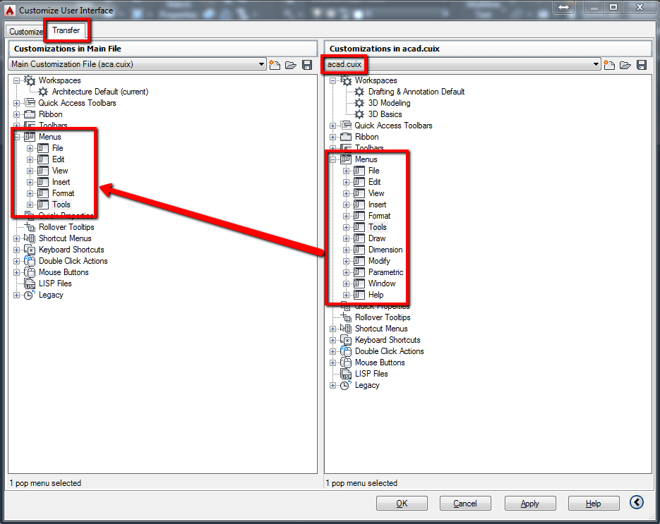 Comment ajouter la barre de menus dans AutoCAD Architecture et MEP