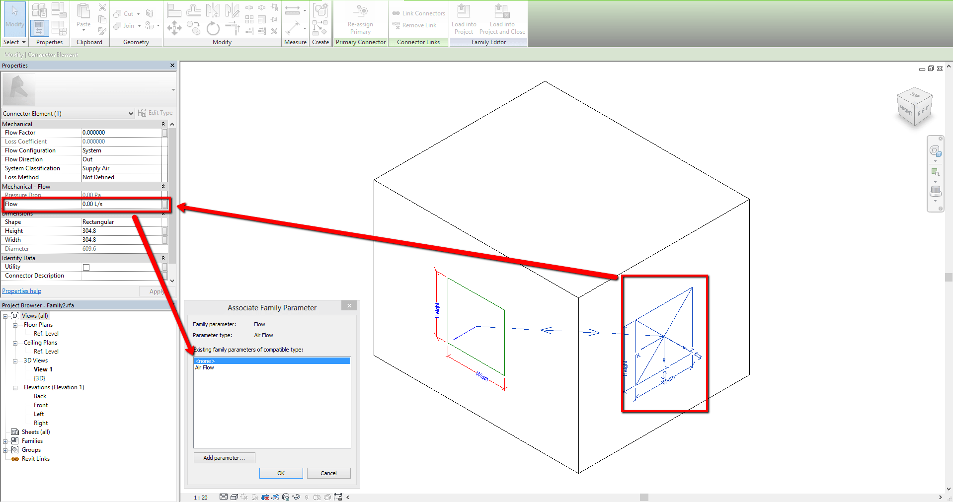 Flow not calculating on custom mechanical equipment in Revit