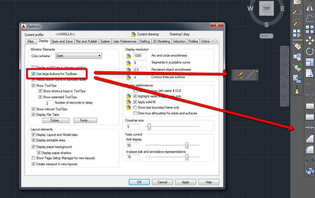 How to change the size of the toolbar icons in AutoCAD Prodct