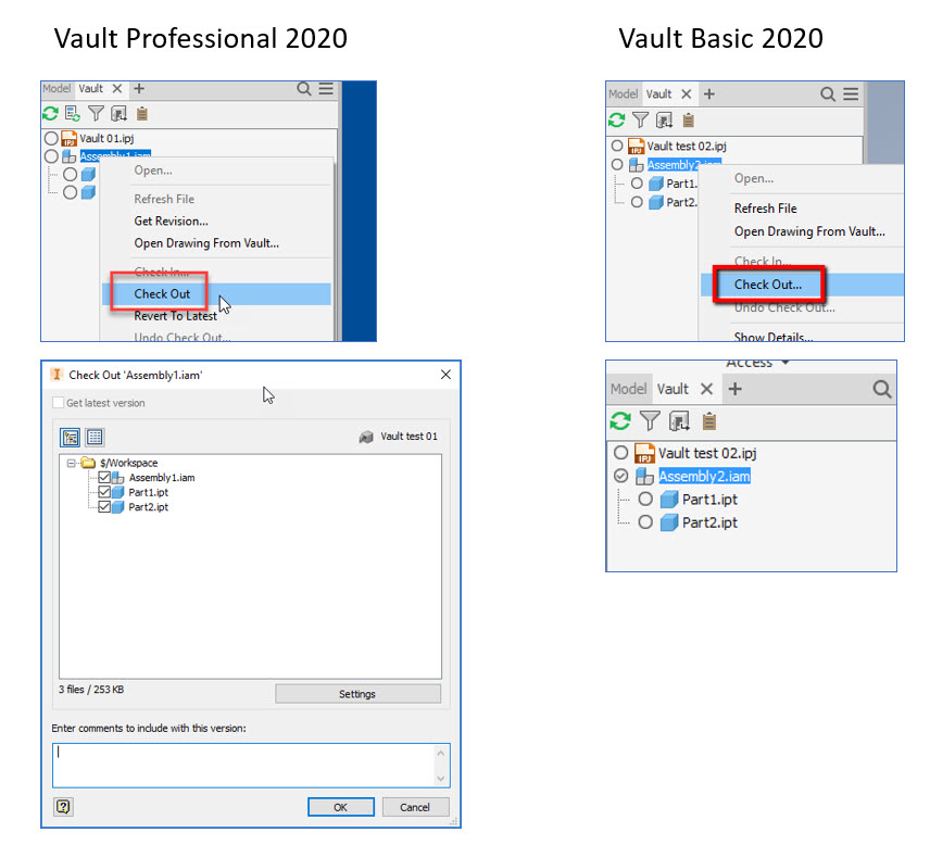 Vault Basic 2020 Inventor addin always suppresses the 'Check Out
