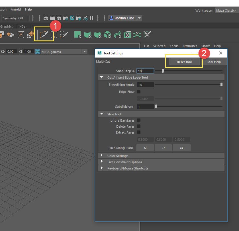 Multicut tool does not recognize mesh faces in Maya