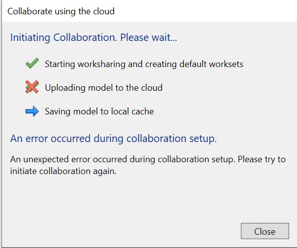 "An error occurred during collaboration setup" when Initiating