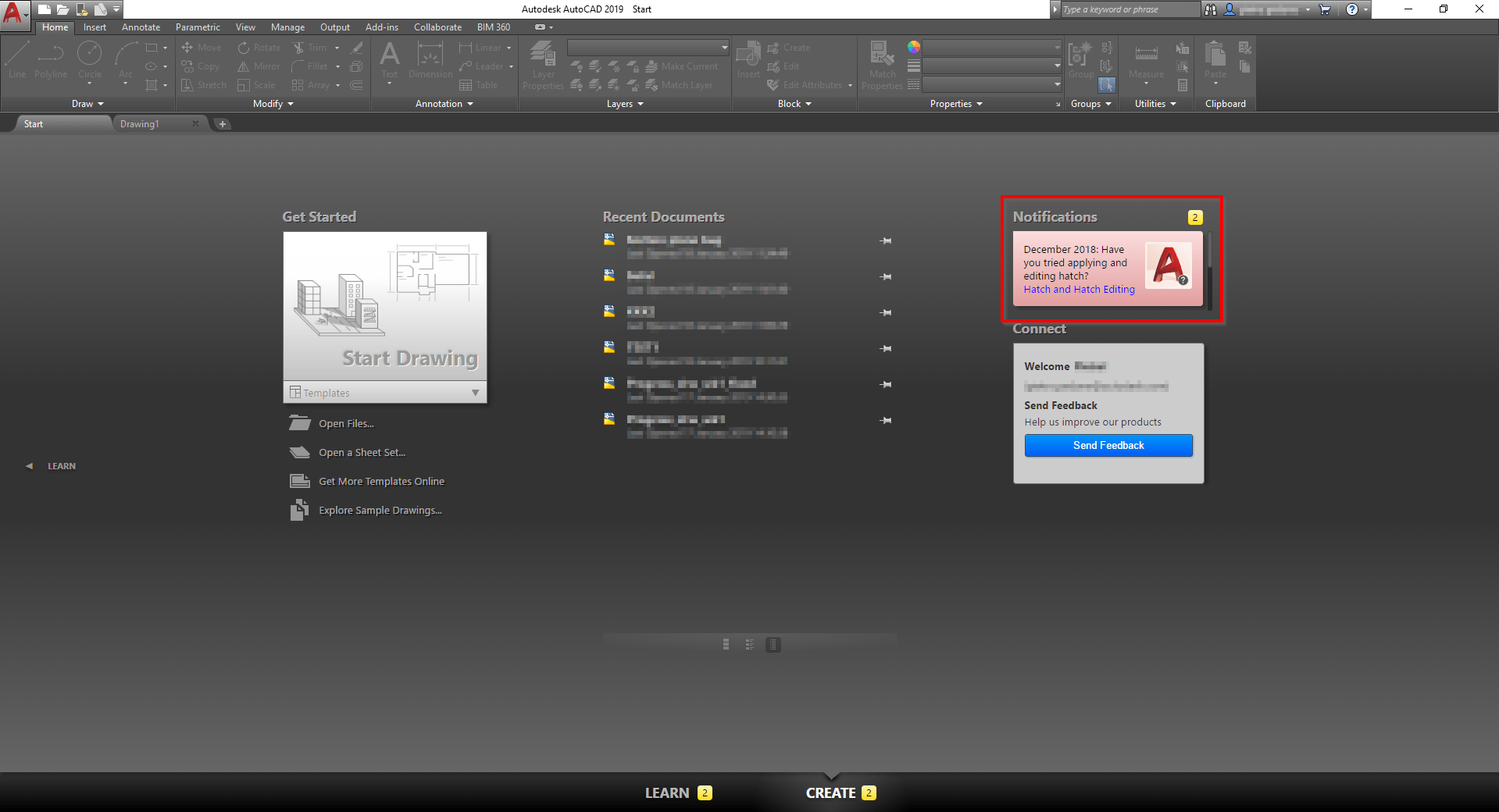 Updates are missing from the Start tab in AutoCAD Products AutoCAD 2019 Autodesk Knowledge
