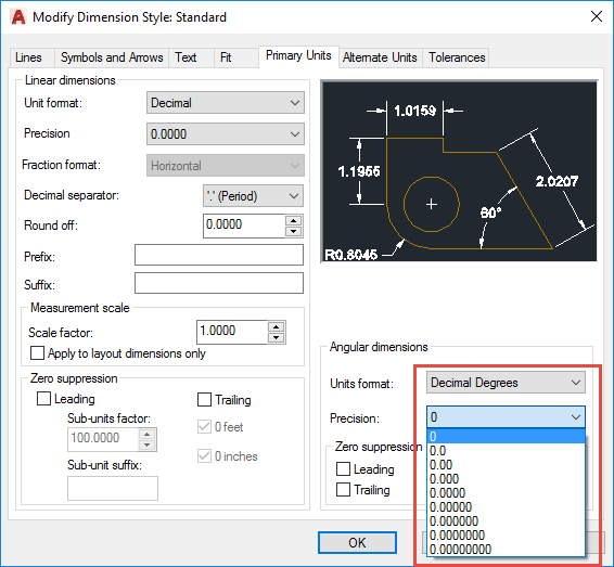 AutoCAD How to change the number of decimal places displayed in