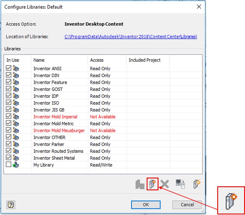 Creating a new readwrite Inventor Content Center library
