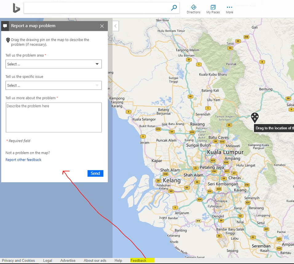 Los mapas de BING no son tan actuales como los mapas de Google cuando