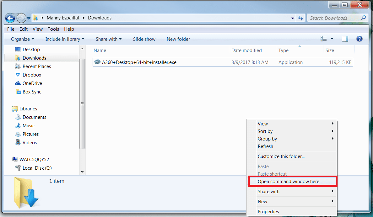 How to deploy the standalone A360 Desktop app using Windows Command