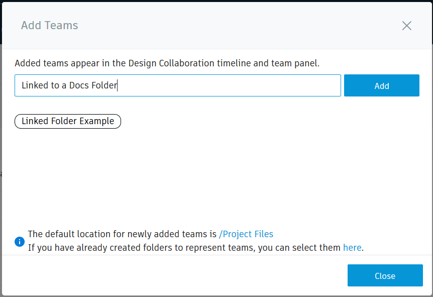 Using existing BIM 360 Document Management folders to create Design