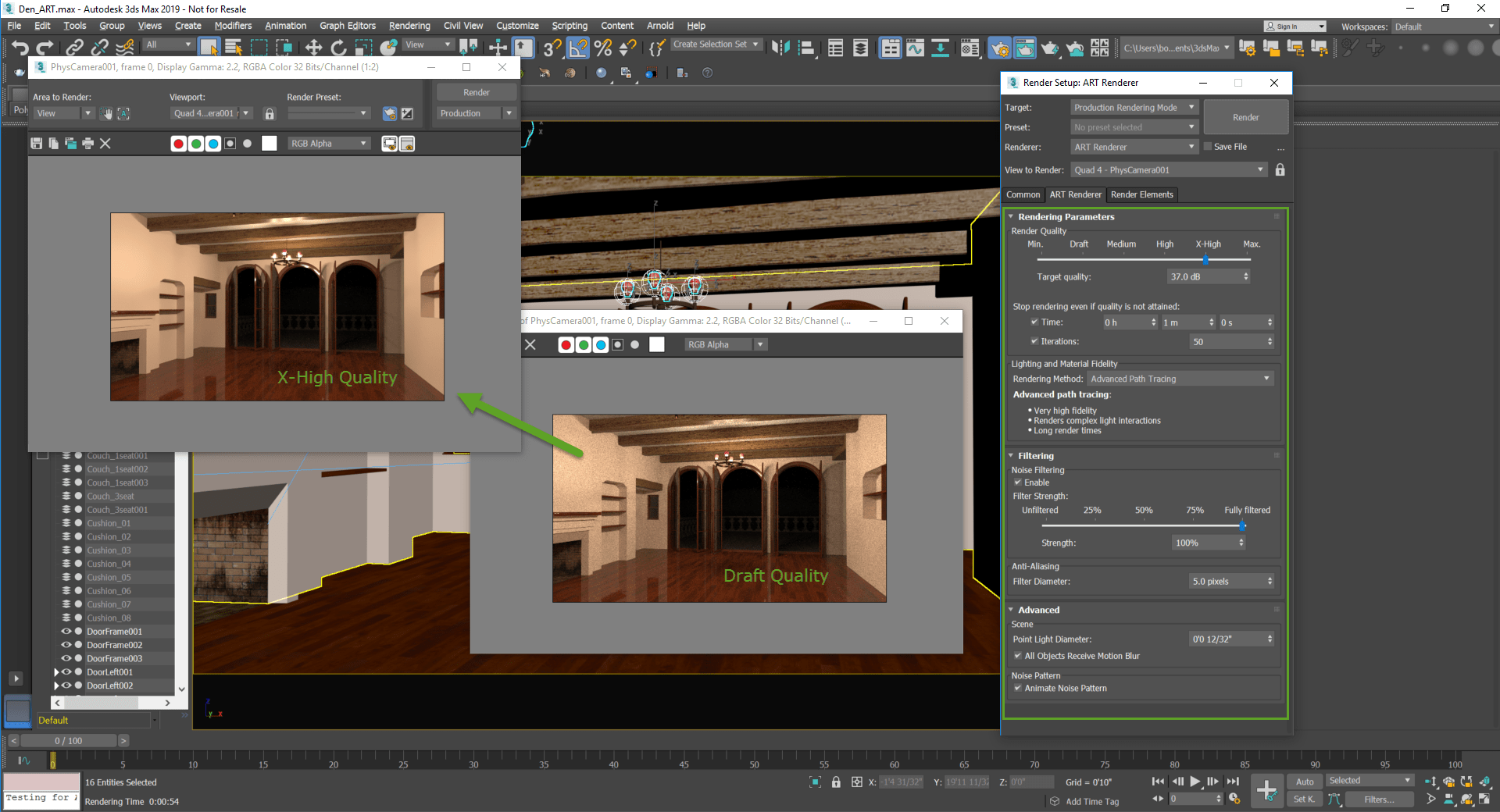 How to reduce noise using the ART renderer in 3ds Max