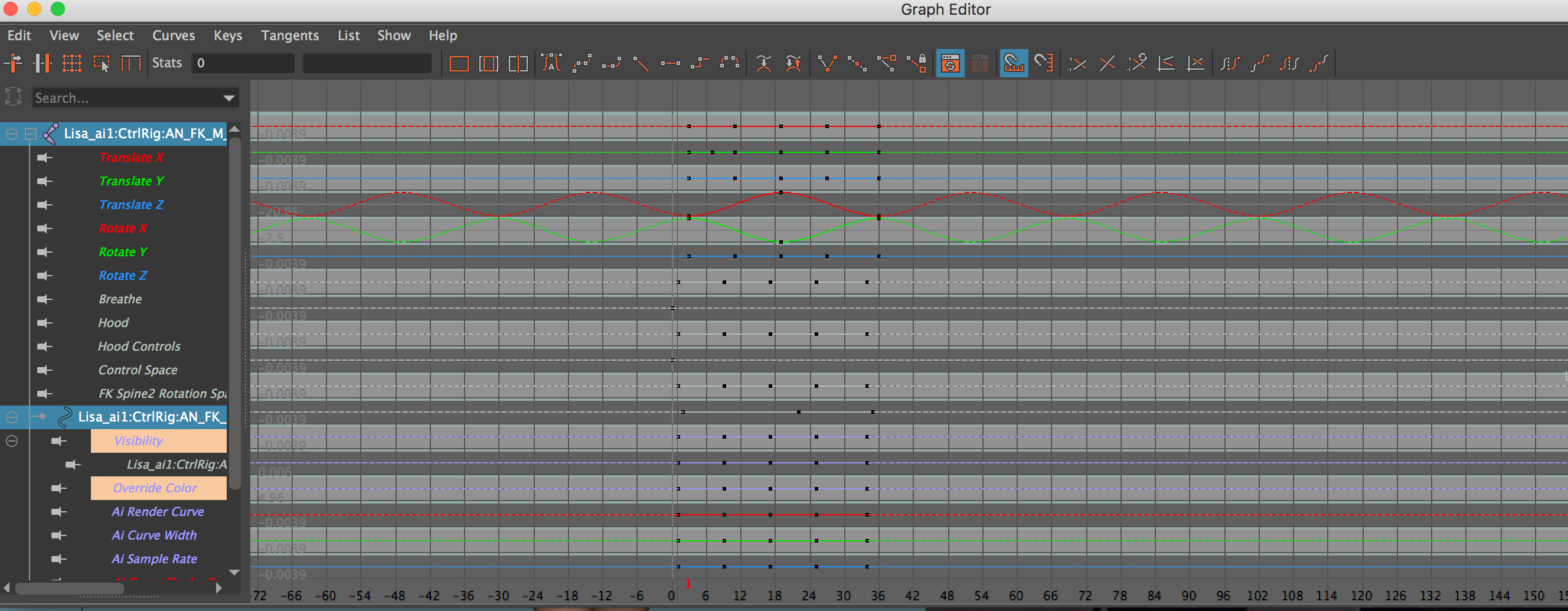 Graph editor shows grey boxes around curves in Maya