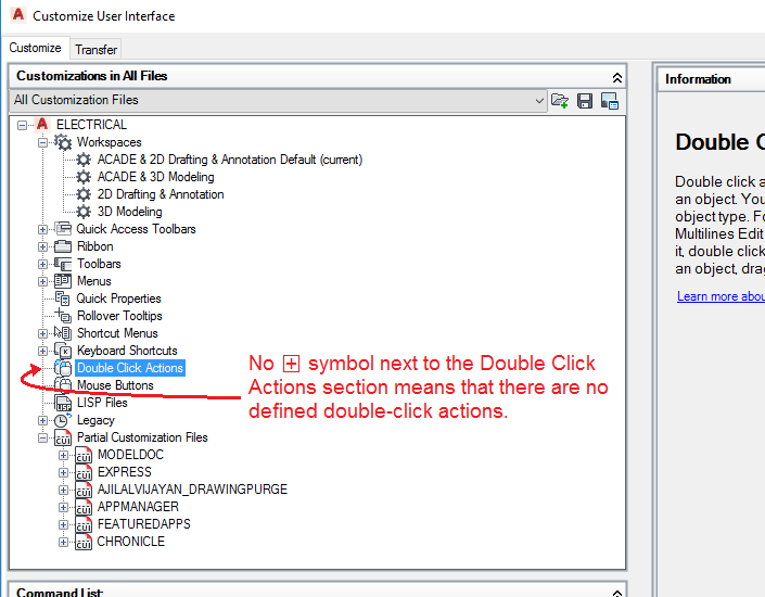 AutoCAD에서 두 번 클릭 편집 기능이 작동하지 않습니다.