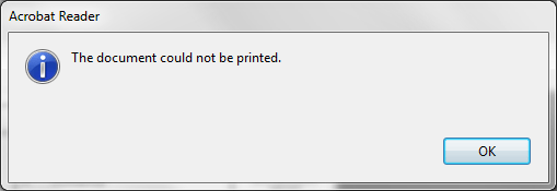 Error "The document could not be printed" when printing a PDF created by Autodesk software
