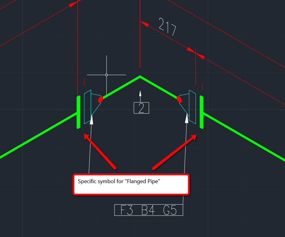 How to show a flanged pipe in an isometric drawing