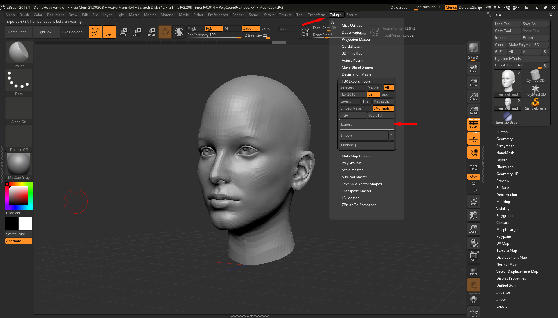 Maya를 통해 Zbrush에서 VRED로 내보내면 형상이 끊어짐