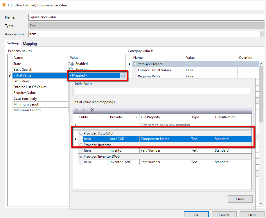 Assign Item in Vault on AutoCAD Electrical Project generates Items with