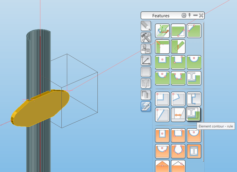 Joint "Element contour rule" cuts the beam along its axis in Advance Steel model