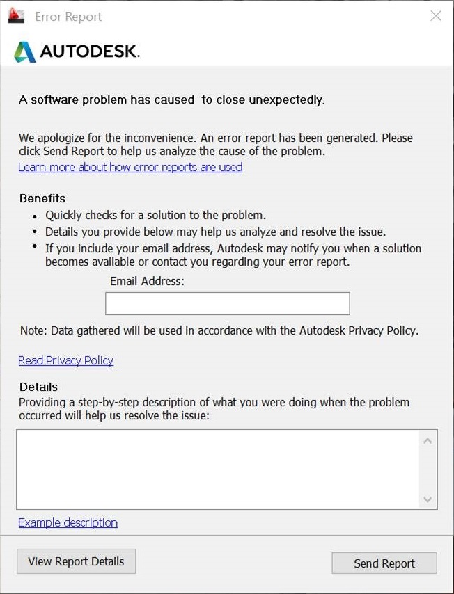 Crash with Customer Error Report when opening computer and computer