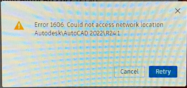 "Error 1606. Could not access network location" when installing or
