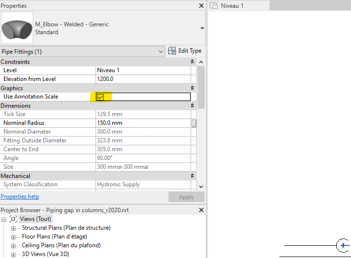 Gaps shown between pipes and pipe fittings in Revit Revit 2020