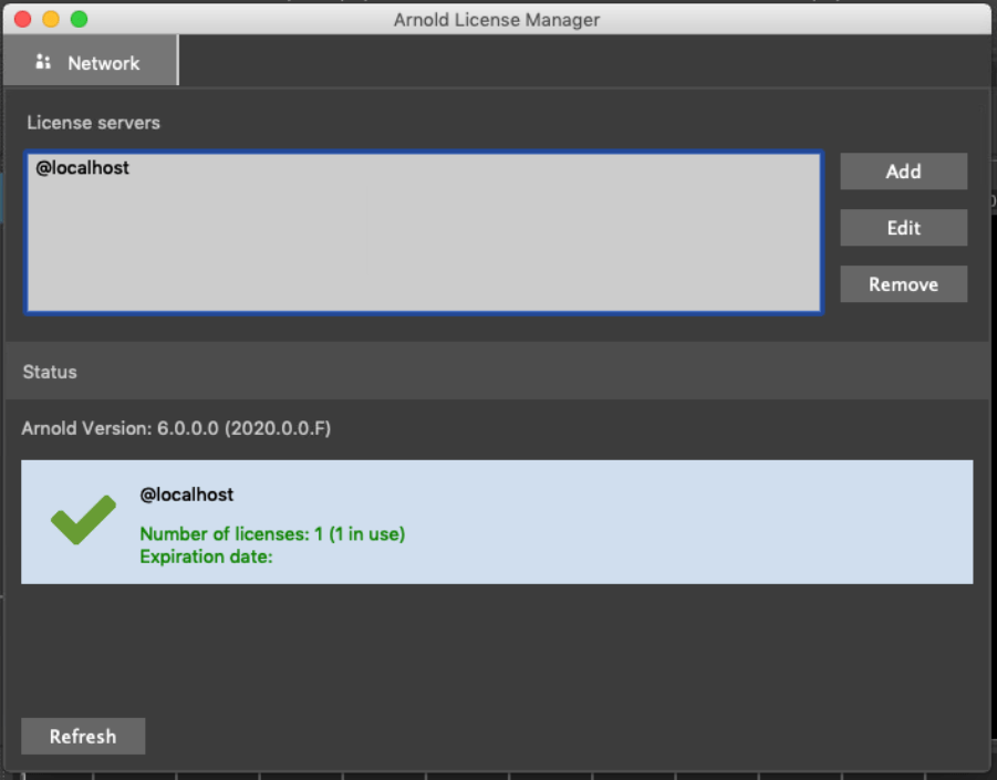 Arnold License Manager에서 라이센스 서버에 연결할 때 "사용 가능한 라이센스가 없음" 또는 "라이센스 확인 중