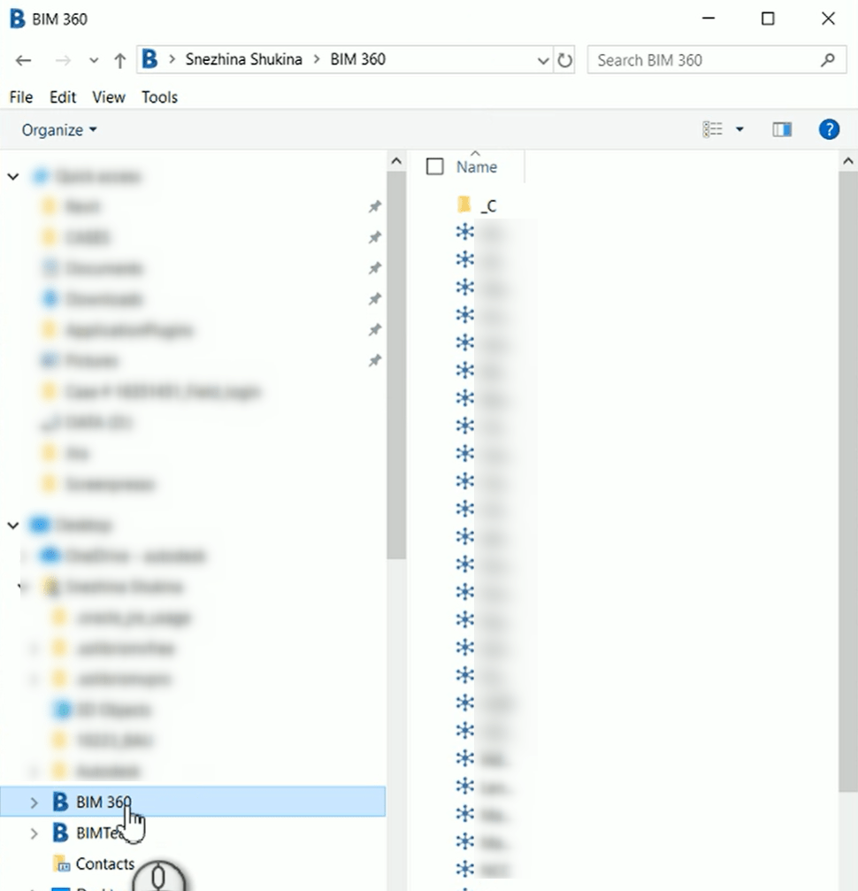 Autodesk Desktop Connector의 BIM 360/ACCDocs 드라이브에 "_C" 및 "_D" 폴더가 표시됨