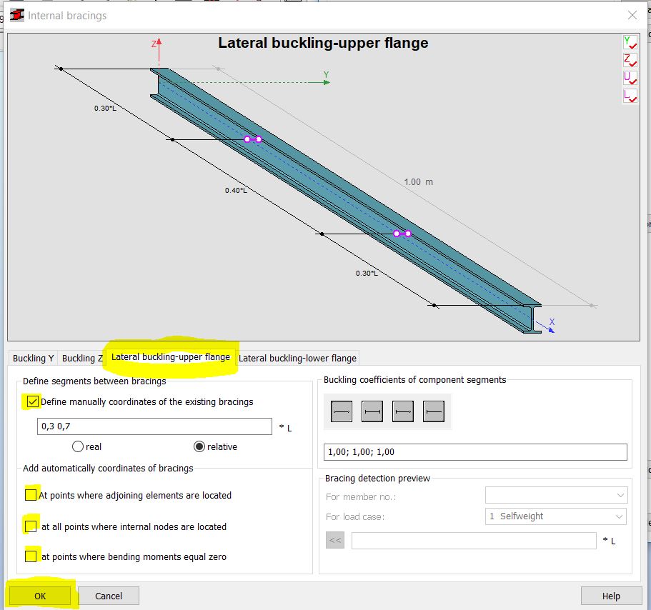 Which option should be used for lateral buckling length definition