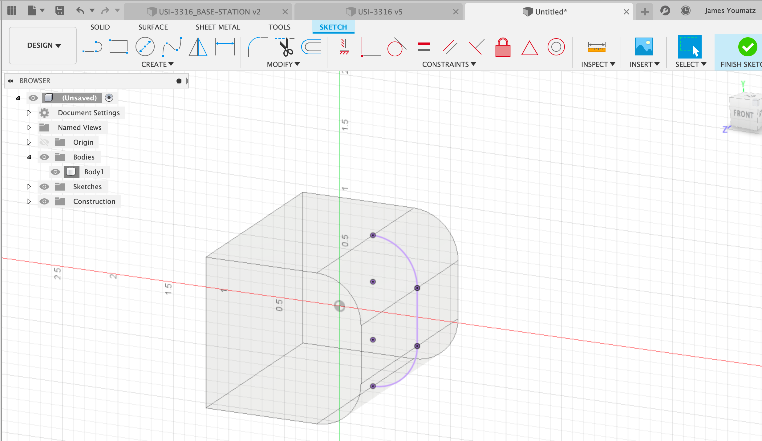 How to create a sketch of a crosssection of a 3D Model in Fusion 360