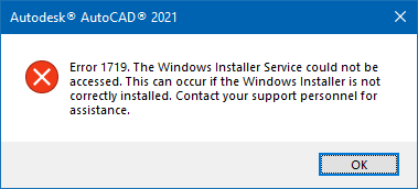 Error 1719. The Windows Installer Service could not be accessed 