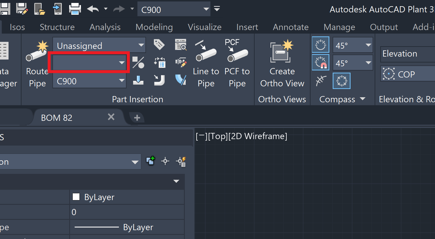 No size options to pick from drop down when routing pipe in AutoCAD