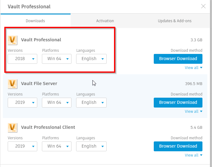Vaultサーバをアップグレードする場合、「Autodesk Vault File Serverは、Autodesk Data