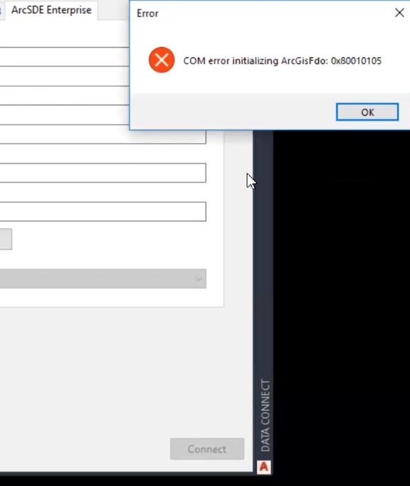 "COM error initializing ArcGIS FDO" when trying to use the ArcGIS