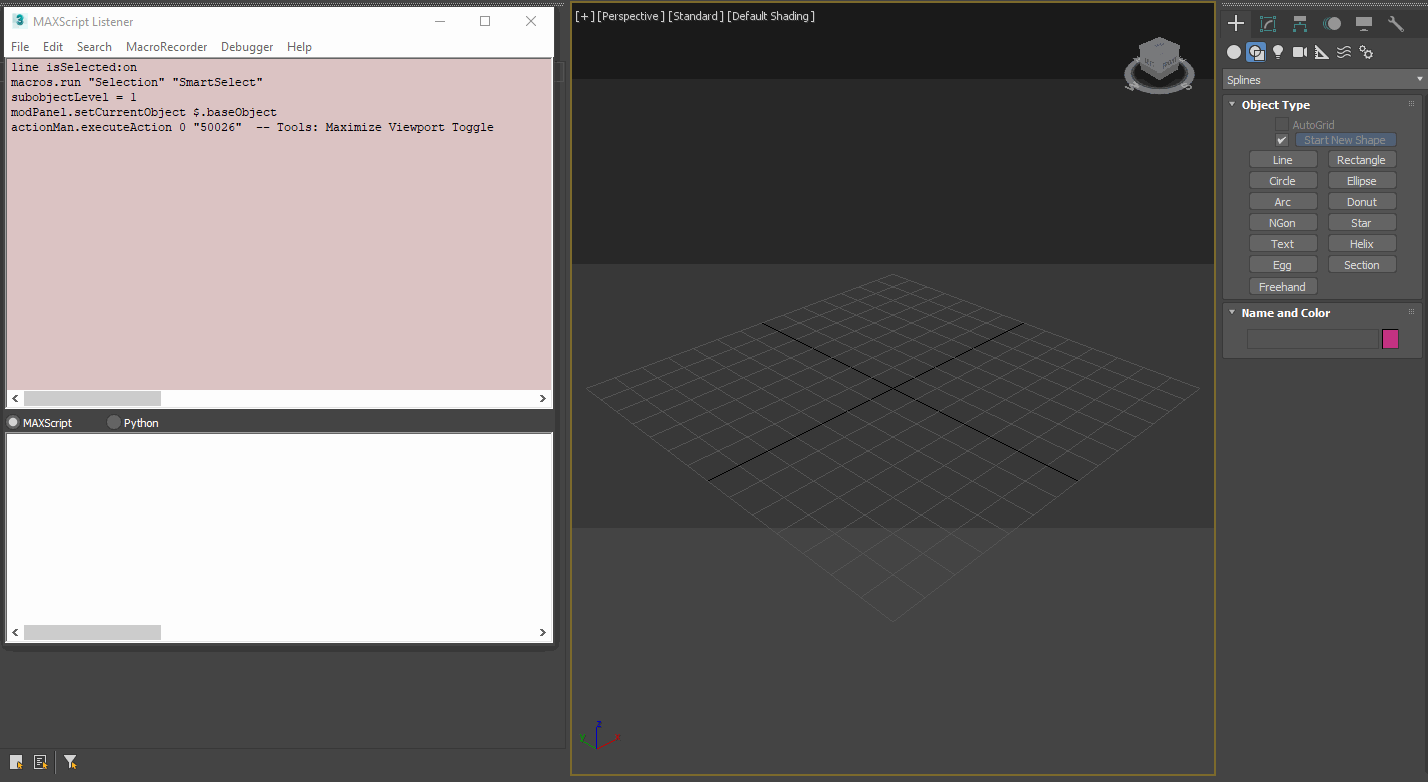 3ds MaxのMaxScriptレコーダを使用してスプラインのエッジタイプを変更する方法