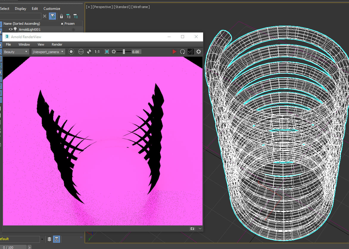 3ds Max에서 Arnold를 사용하여 렌더링할 때 투명 객체에 검은색 표면이 표시됨