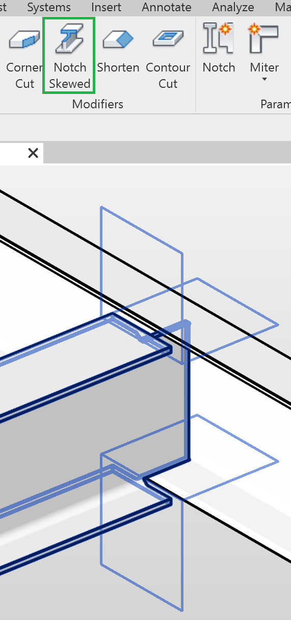 When applying Notch connections the beam web extends abnormally in Revit