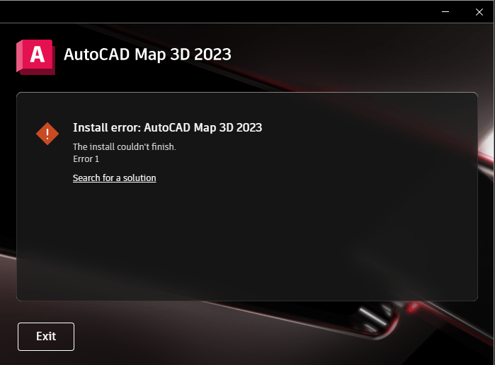 “安装错误： 安装无法完成。安装 Autodesk 产品时出现错误 1”