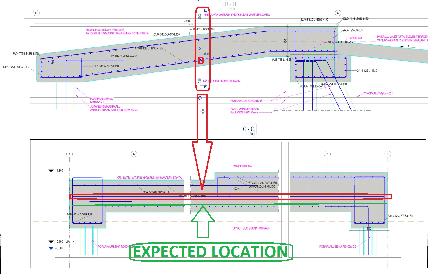Wrong rebar elevation or missing rebars in section view in Revit